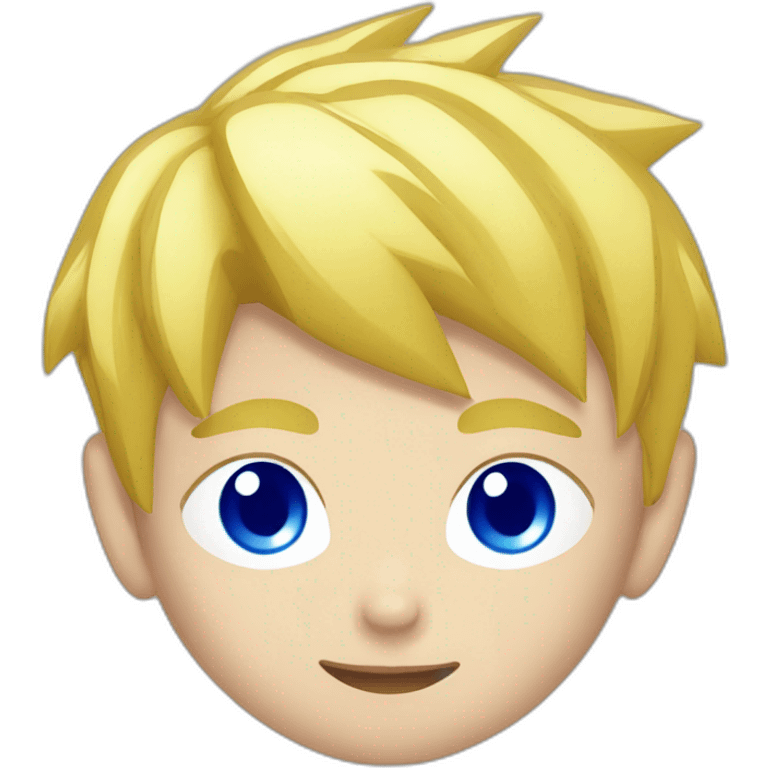 young san goku with short blond hair and blue eyes emoji