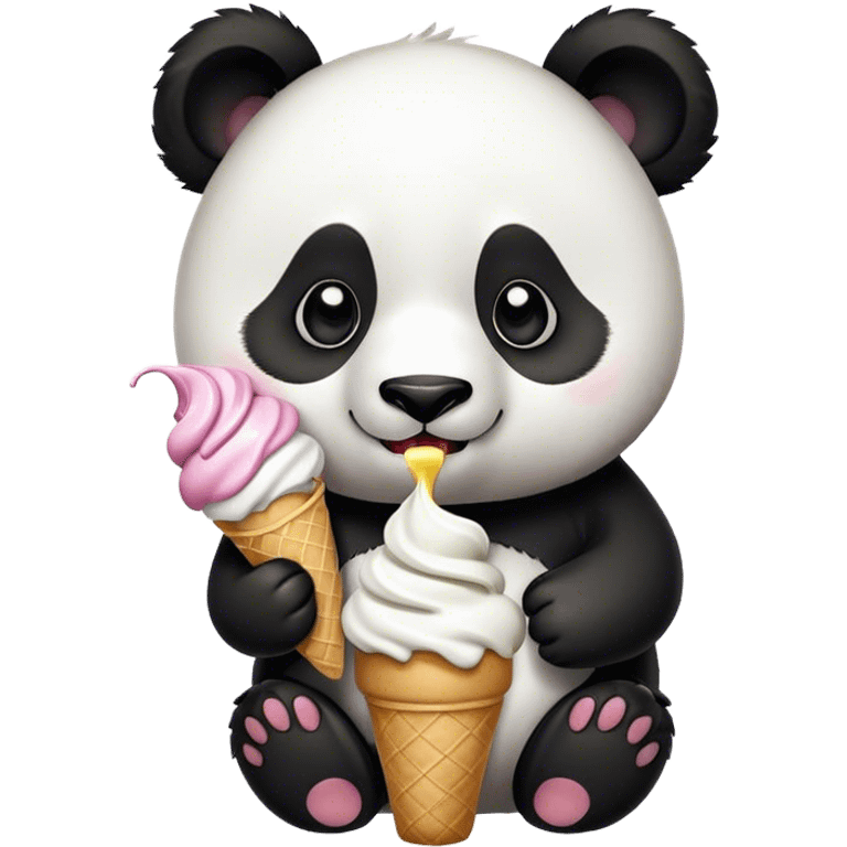 Panda eating ice cream emoji