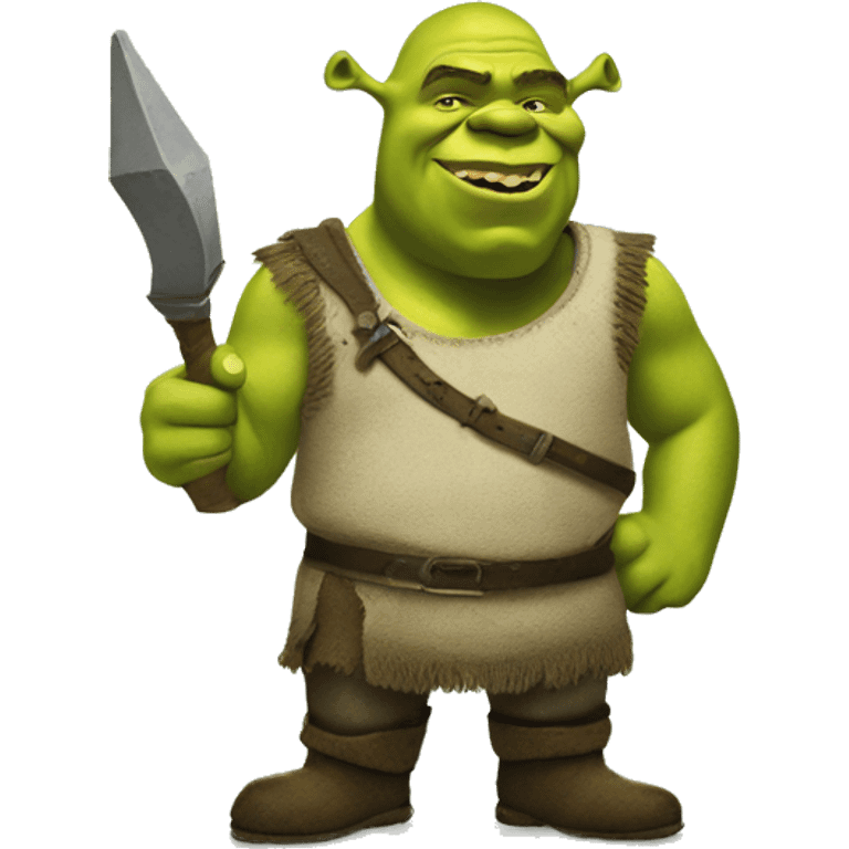 Shrek holding a pewpew emoji