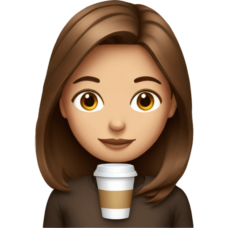 Brown hair girl with a coffee emoji