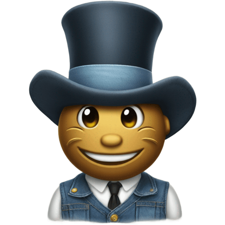 Catfish wearing a top hat and overalls  emoji