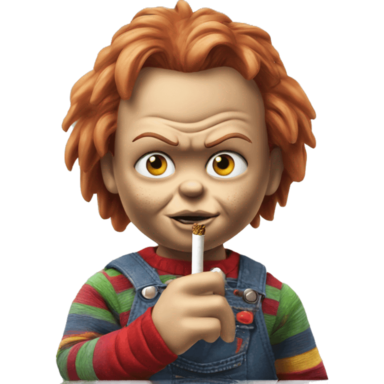 Chucky smoking a rolled cbd blunt emoji