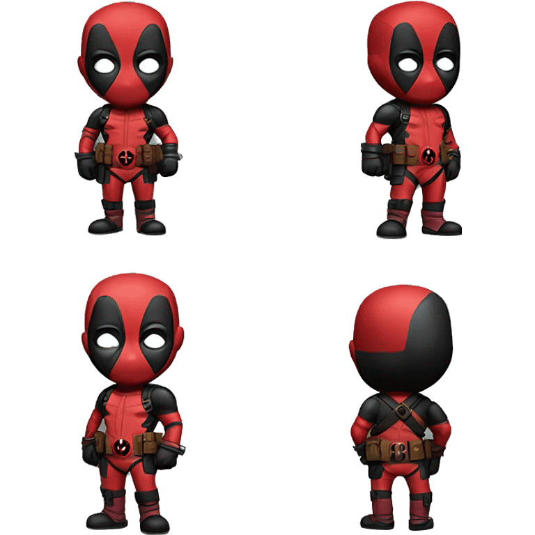 Cute deadpool character full body front side and back emoji