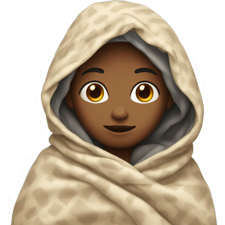 Girl wrapped in a blanket emoji