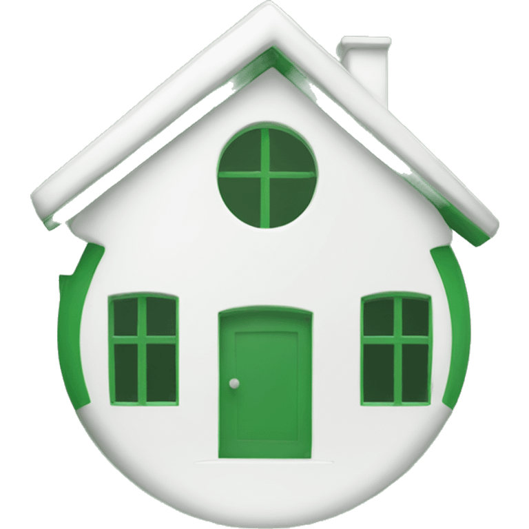 white home icon on green round background emoji