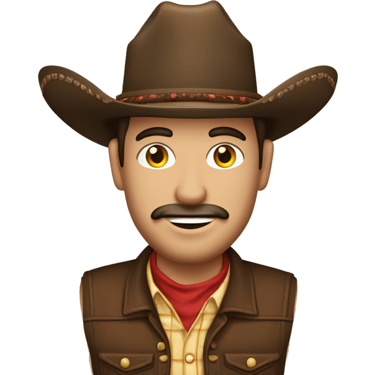 hombre vaquero con sombrero marron y delantal cafe de cocinero sin bigote emoji