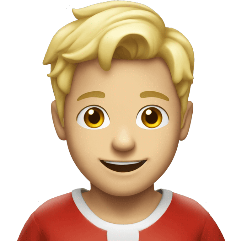 smiling blonde boy portrait santa clause emoji