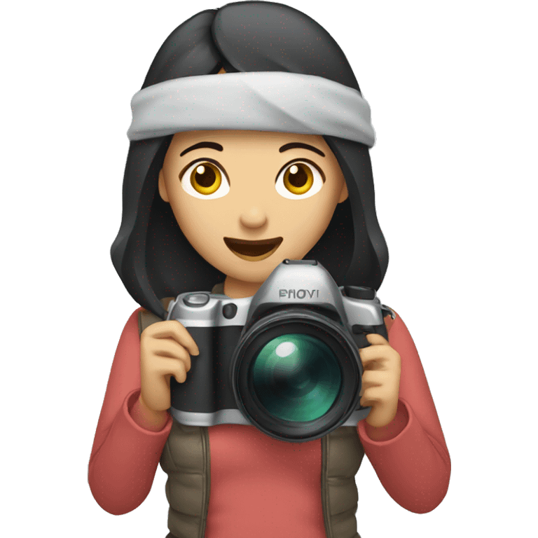 asian woman holding a camera emoji