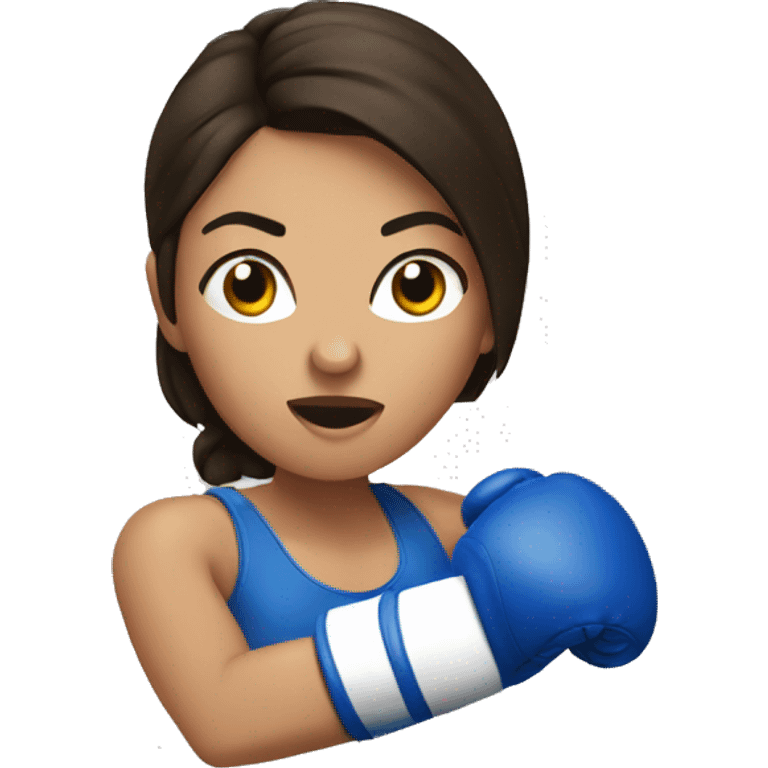 Brunette woman boxer throwing a punch emoji