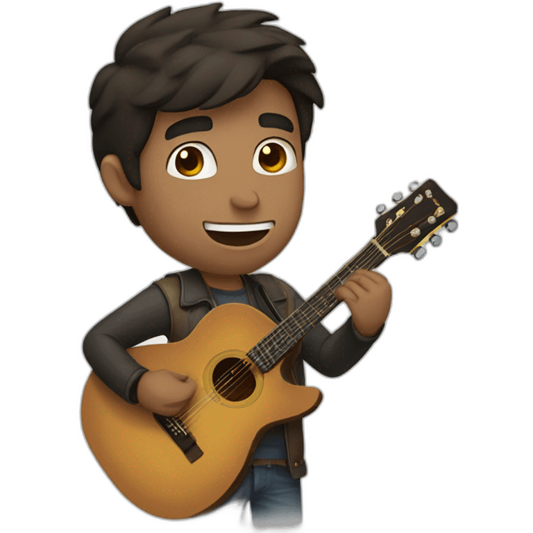 A caucasian guy with dark hair playing guitar and singing in concert emoji