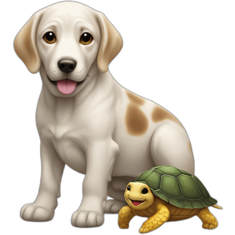 un chien avec une tortue emoji