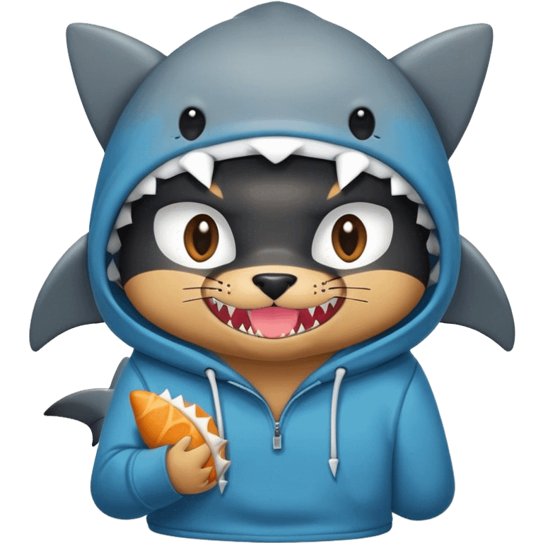 Shark eating a cat with a hoodie emoji