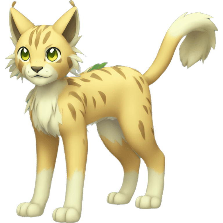 Grass-type Lynx-Fakemon full body emoji