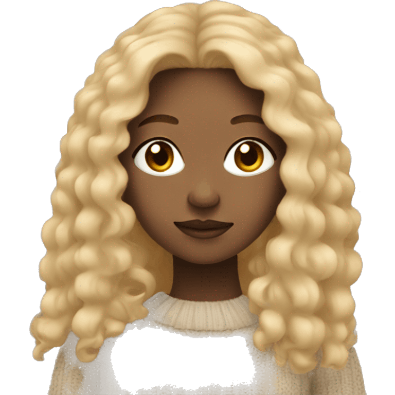 light skin girl with long hair, cozy fall sweater emoji