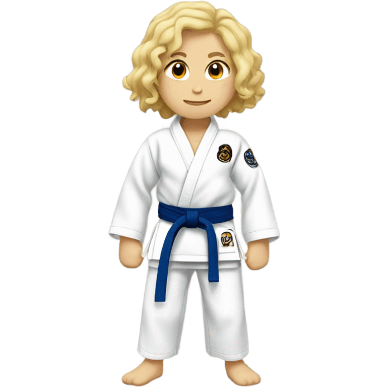 Girl and boy doing Jiu jitsu (boy has curly dark brown hair and girl is blonde) emoji