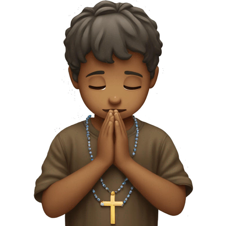 Boy praying the rosary  emoji