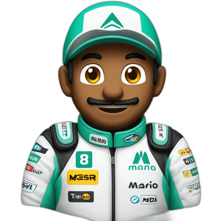 Mario in a Mercedes AMG Petronas racing suit emoji