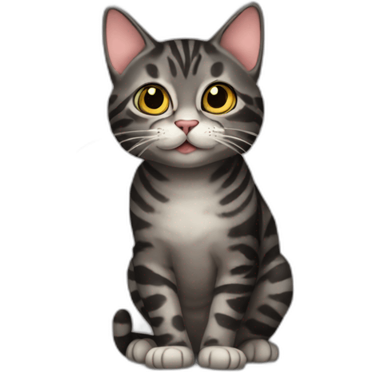 Black mackerel tabby cat blowing kiss emoji