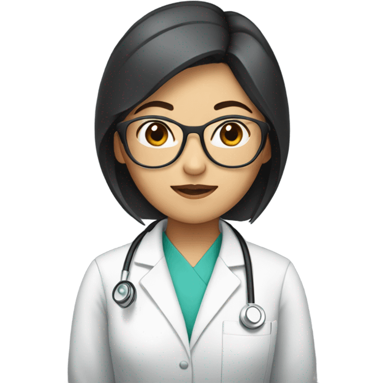 Asian medical doctor woman with glasses emoji