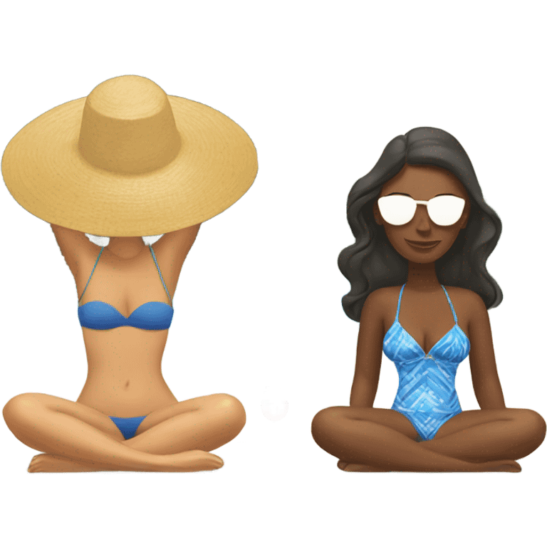 Two white women sunbathing by pool emoji