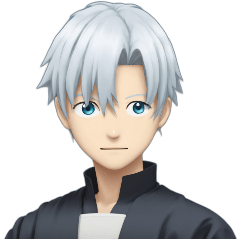 gojo satoru with white hair and sky blue eyes in jujutsu kaisen emoji