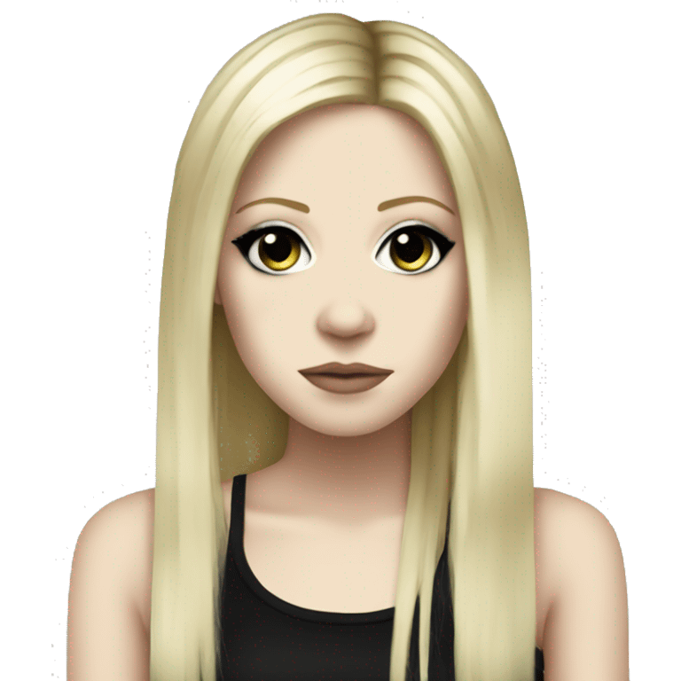 Avril Lavigne, blonde emo hair, wearing eyeliner emoji