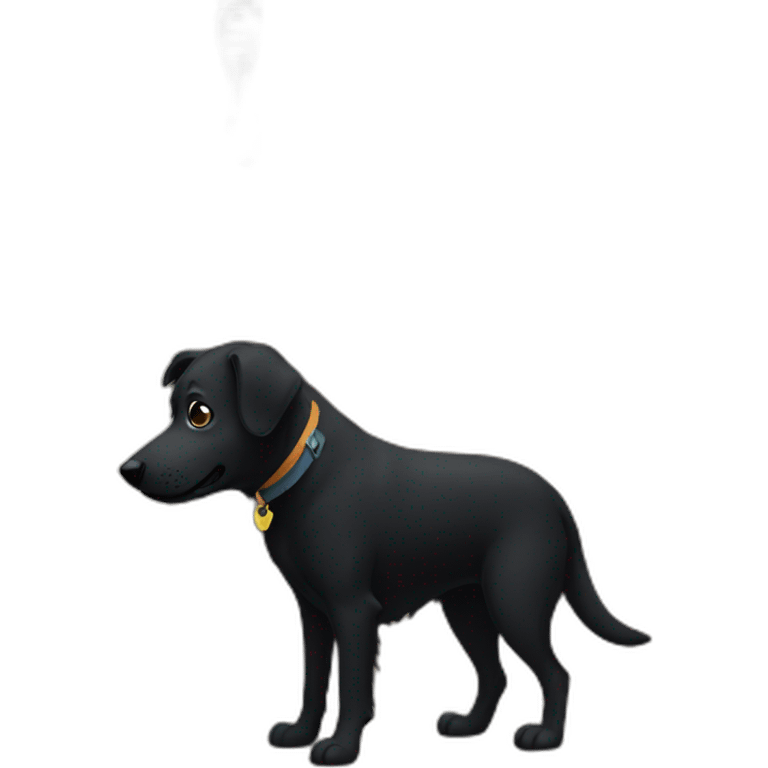 black dog in front of door emoji