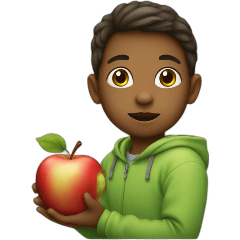 Child with an apple emoji