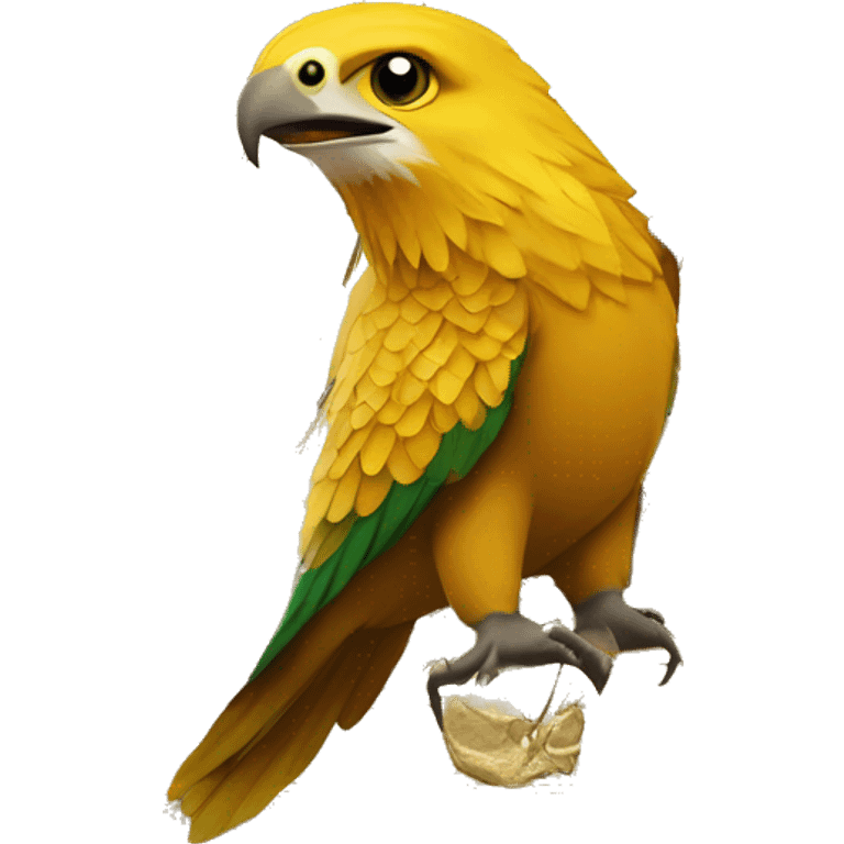 Un águila dorada, en una moneda triangular sin puntas emoji