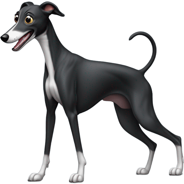 Black greyhound farting emoji