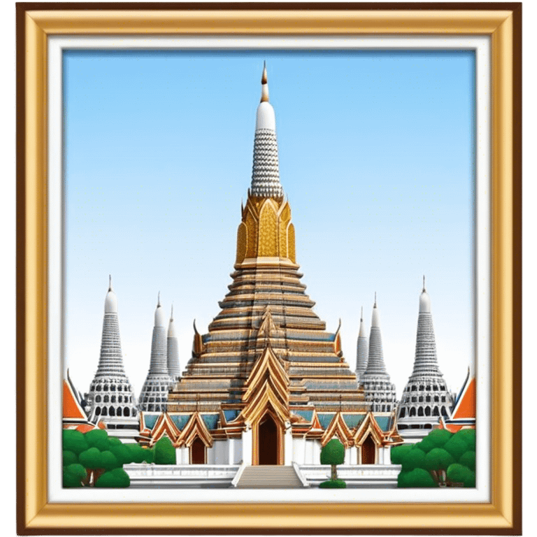 Cinematic Realistic Wat Arun Landmark Emoji, depicting the towering temple spires adorned with intricate porcelain mosaics emoji