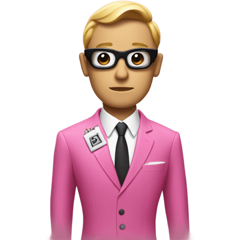 james bond in pink suit carrying an email icon. It's very important for James Bond to carry email emoji