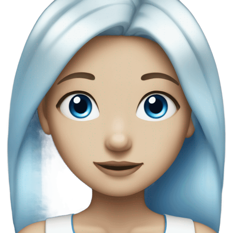 White & blue hair, blue eyes, girl emoji