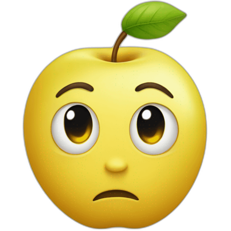 yellow round head apple-styled raised eyebrow with smile emoji