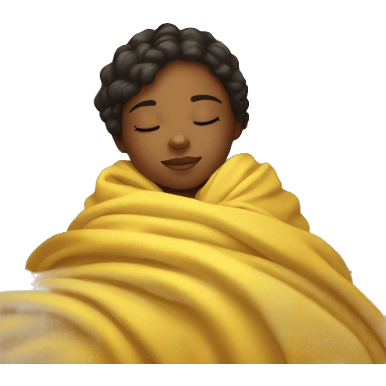 Girl sleeping with yellow blanket peacefully  emoji