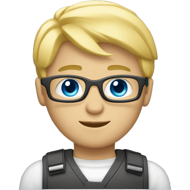 Male coder featuring a laptop. He has blonde hair, blue eyes, white skin. emoji