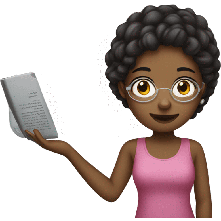 Girl using a kindle emoji