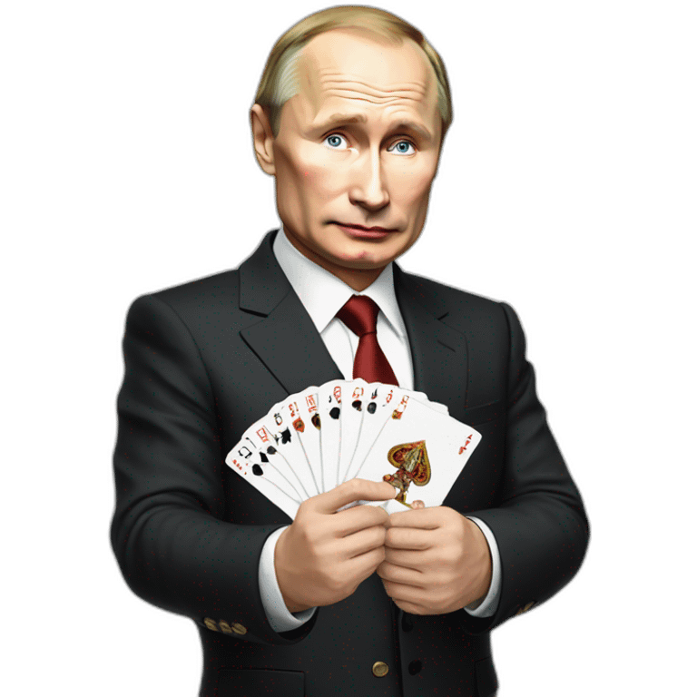 Putin with playing cards in a hand emoji