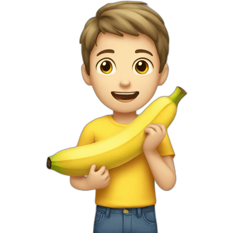 Boy eating banana  emoji