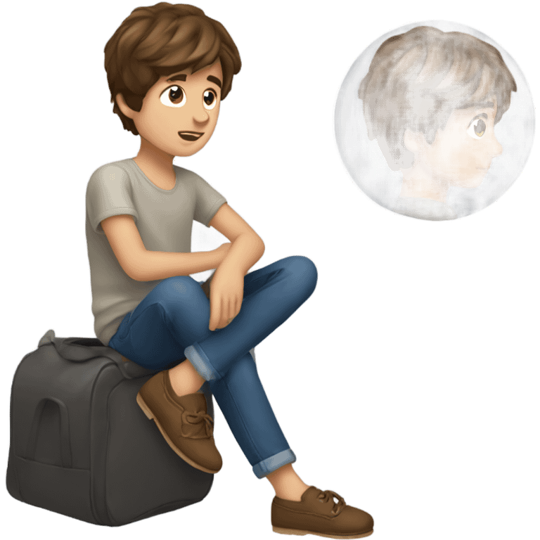 Boy with brown hair throwing a slipper emoji