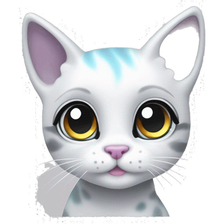 ethereal cute white and grey cat littlest pet shop lisa frank style emoji