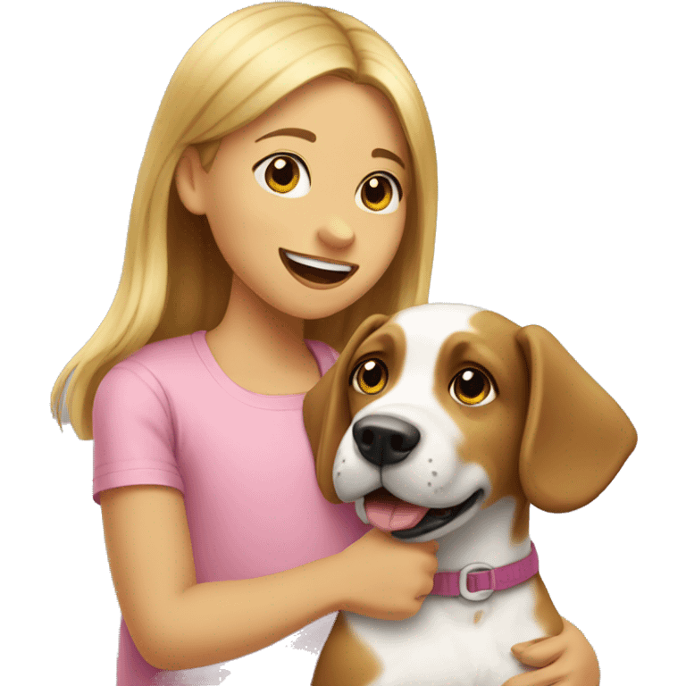 Dog playing with a little girl  emoji