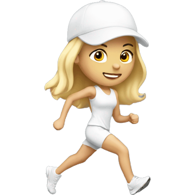 one running blond girl with white cap emoji