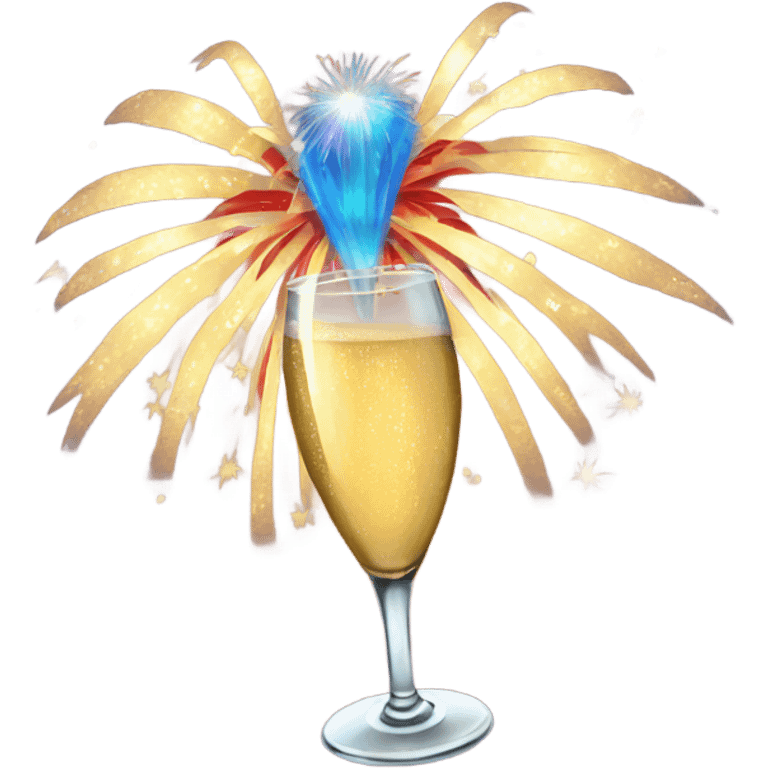 Fireworks with champagne emoji