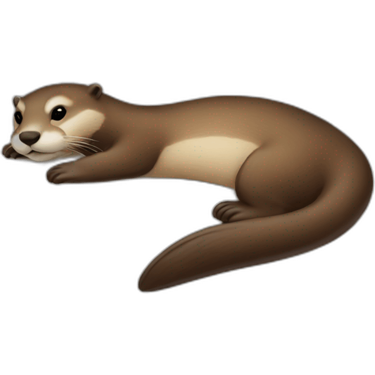 female otter in bed with a macbook emoji