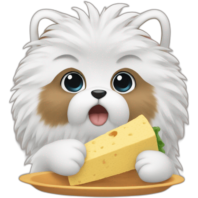 Fluffy eating lunch emoji