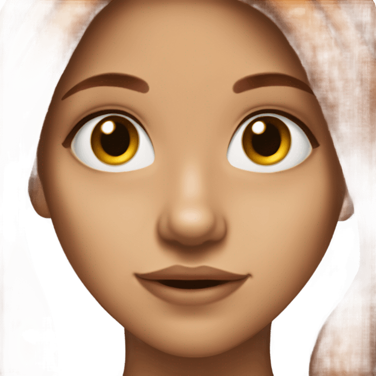 Girl with long brown hair, brown eyes, nose ring piercing (nostril) and red locks behind her hair emoji