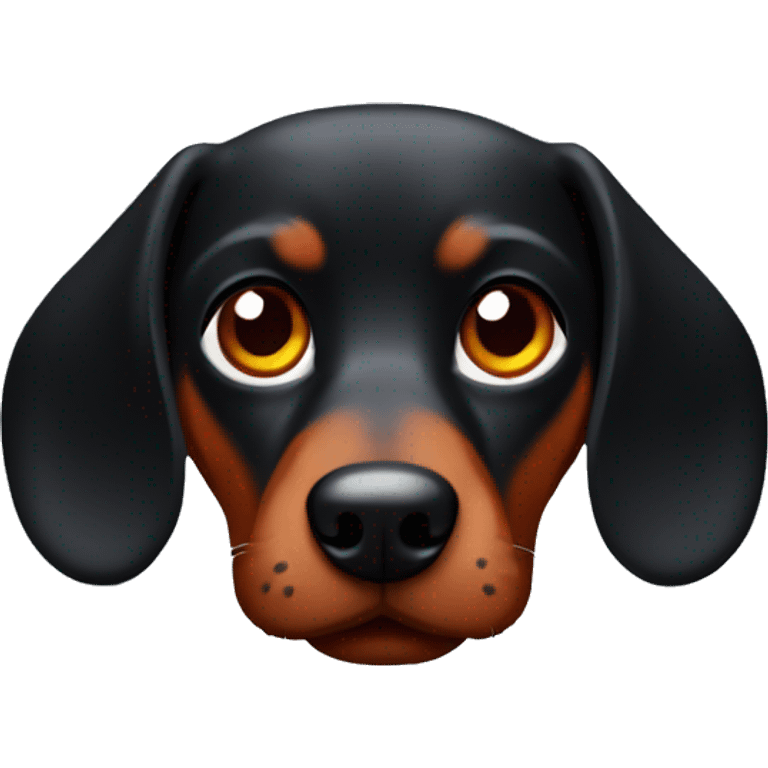 Create a black and red dachshund with a serious face emoji