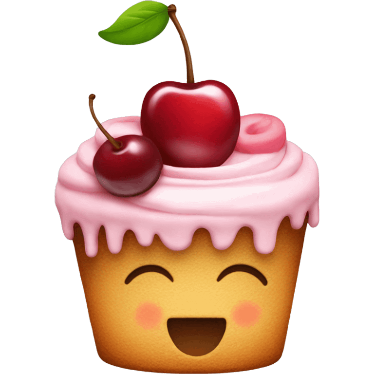 a cake with a cherry on top emoji