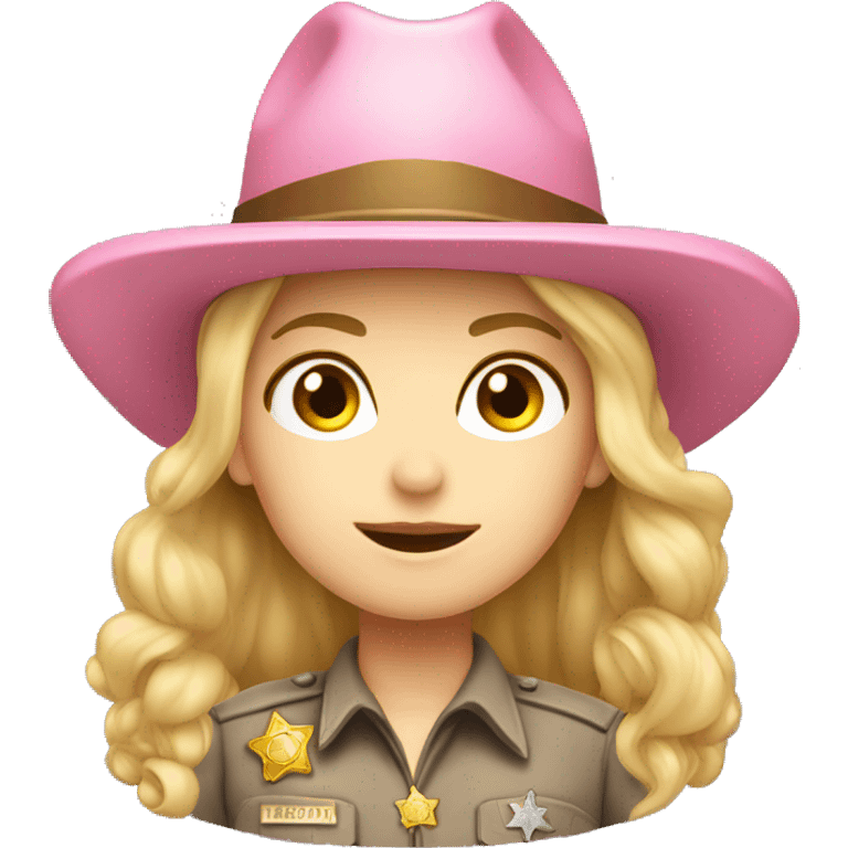 female sheriff pink hat pale skin  emoji